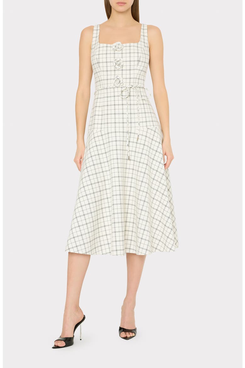 Mira Plaid Midi Dress, Main, color, WHITE/ BLACK