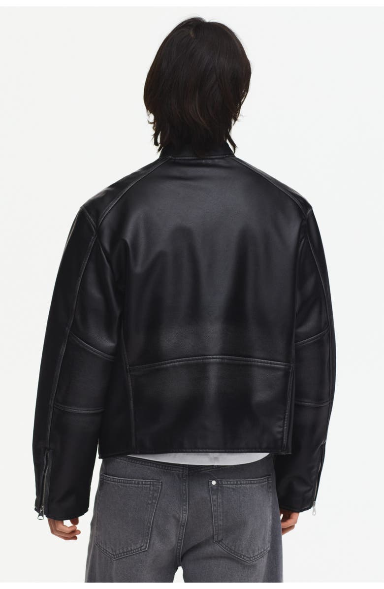 H&M Coated Racer Jacket, Alternate, color, Black