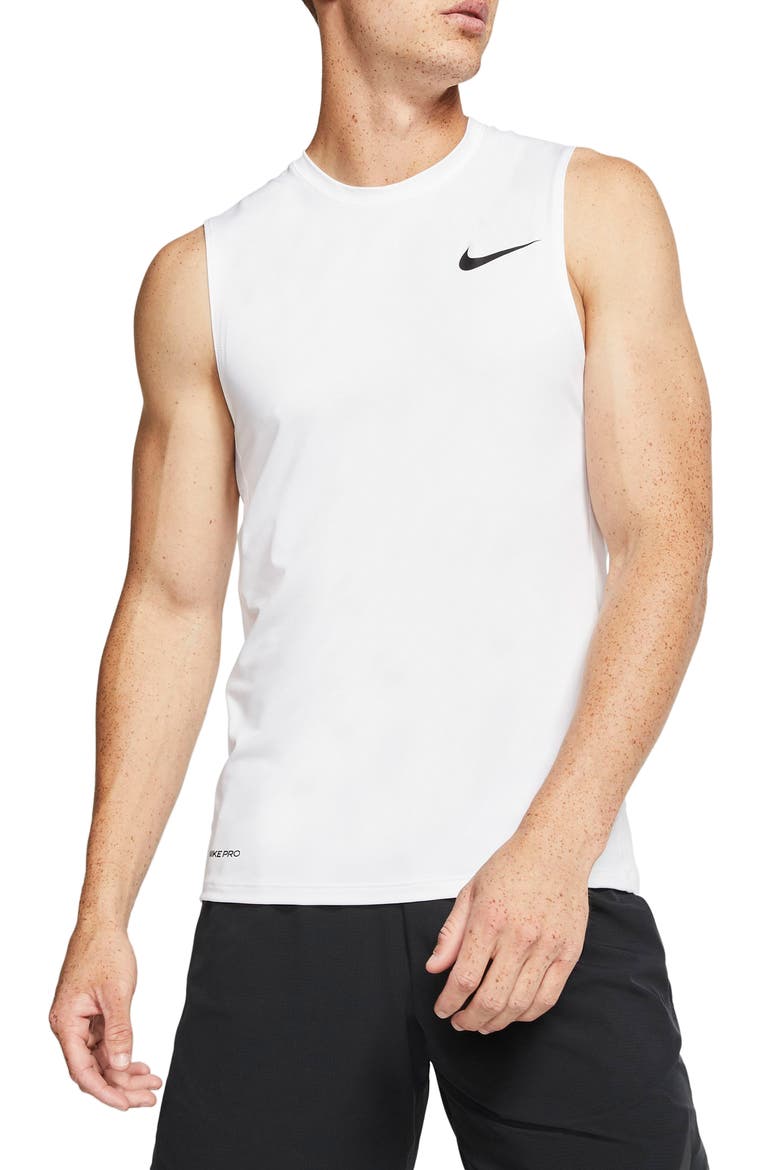 Pro Dri-FIT Sleeveless T-Shirt, Main, color, WHITE/ BLACK
