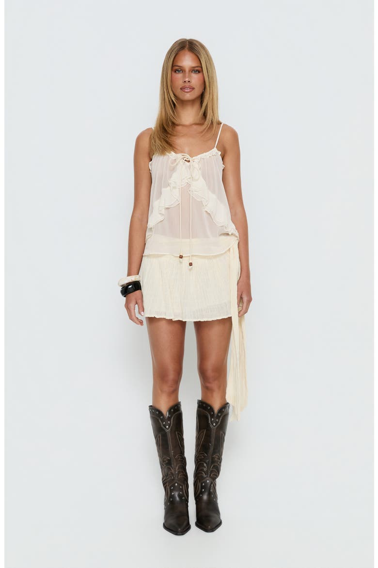 Skinny Dipping Ruffle Sheer Top, Alternate, color, CREAM