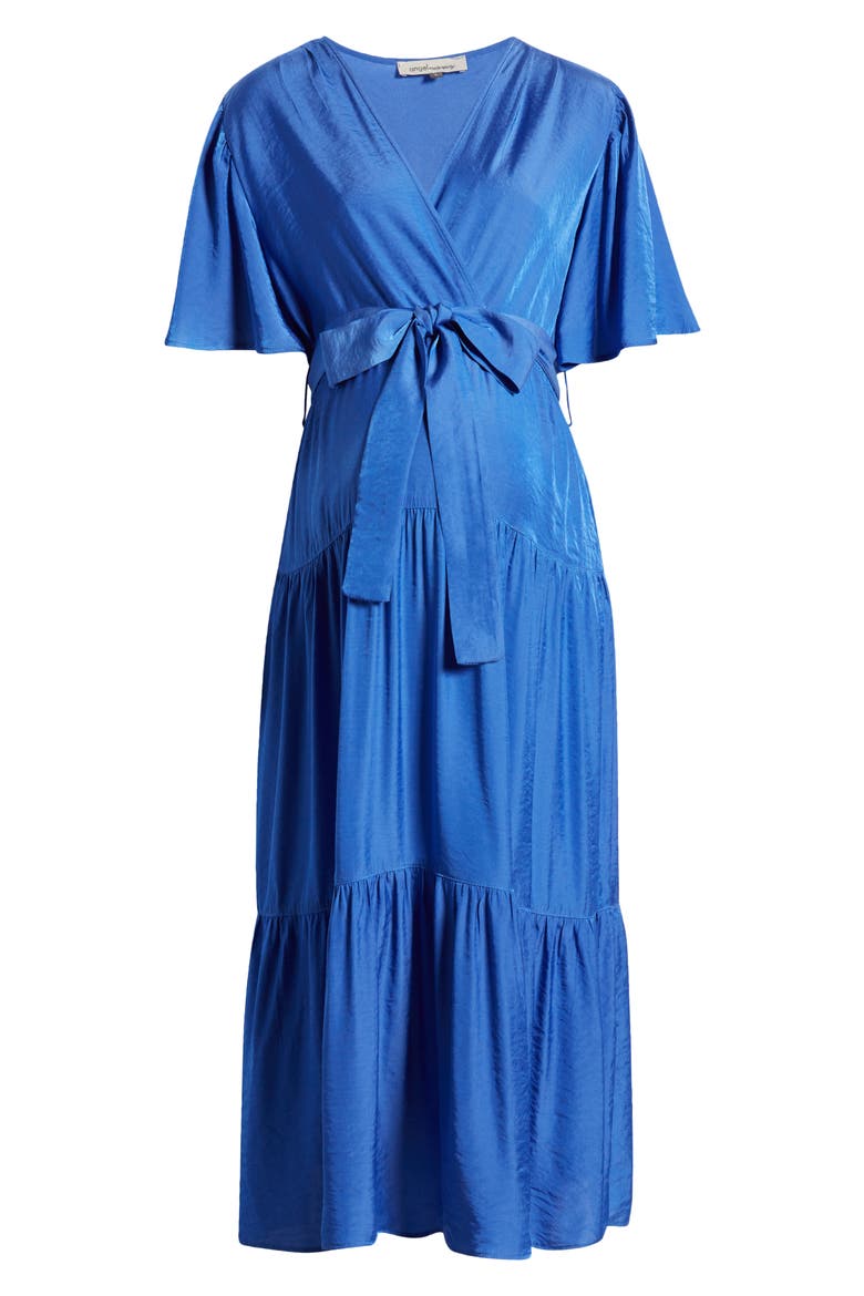 Crossover Faux Wrap Maternity Maxi Dress, Alternate, color, COBALT