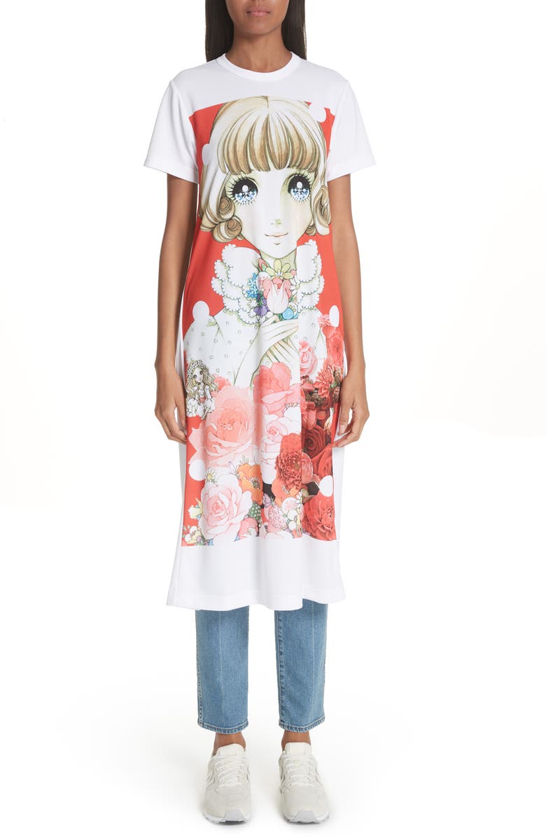Comme des Garçons Manga Print T-Shirt Dress, Main, color, 