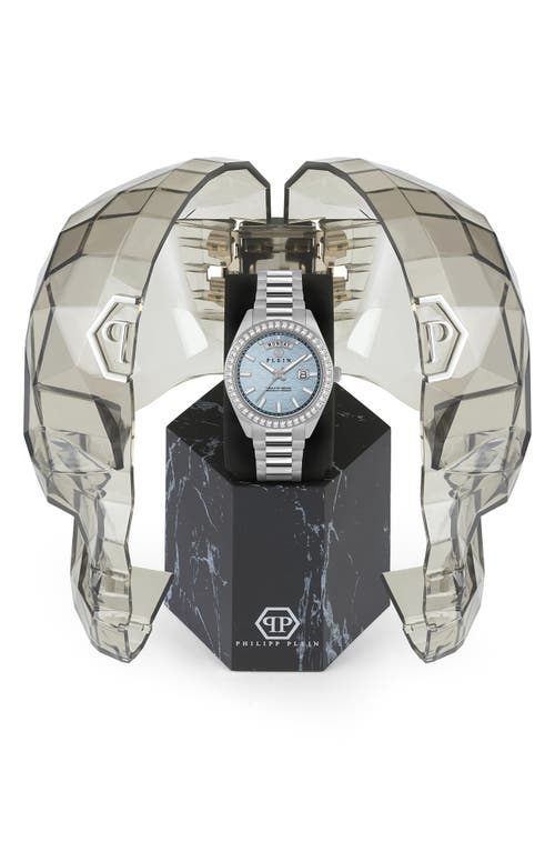 Philipp Plein Date Superlative Crystal Watch In Stainless Steel