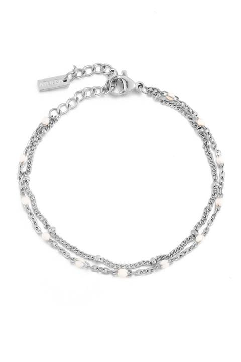 Double White Beaded Bracelet