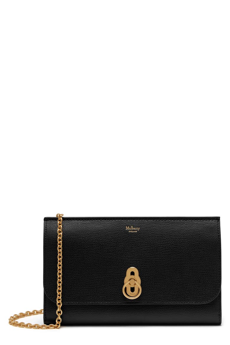 Amberley Leather Clutch, Main, color, BLACK