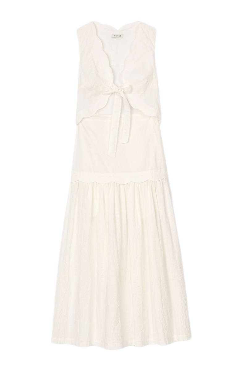 SANDRO Crinkled maxi dress with bow, Alternate, color, 