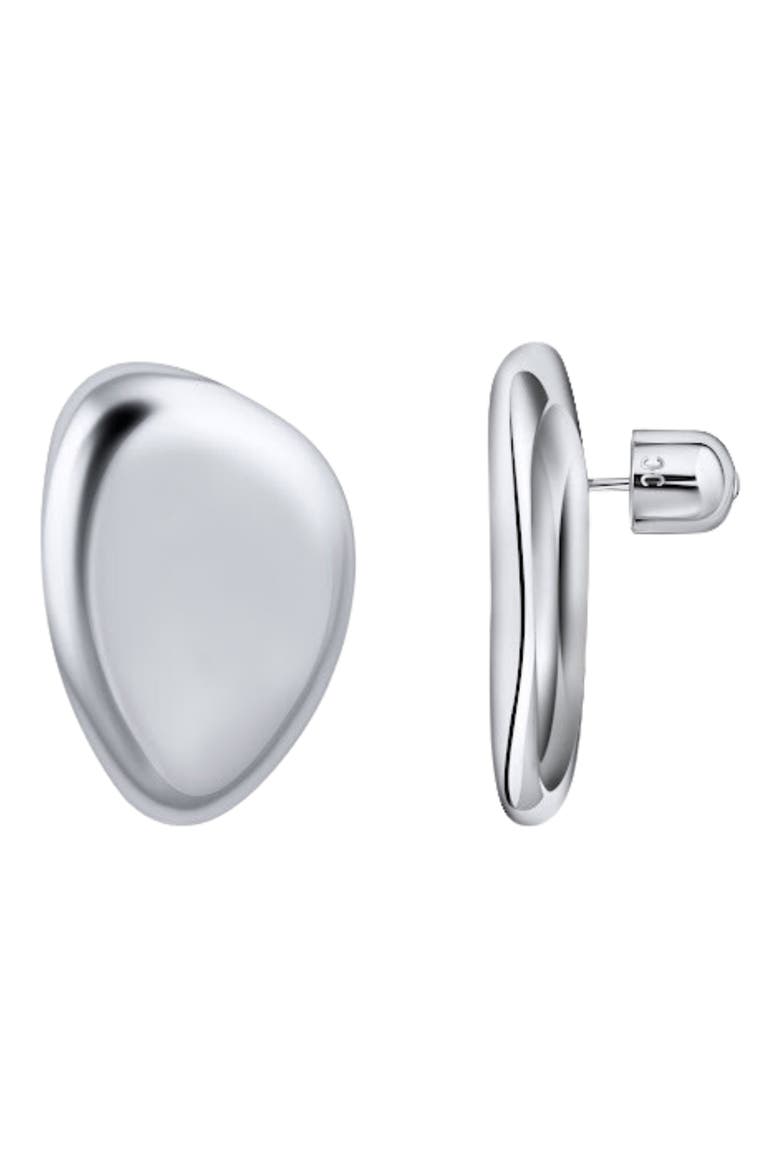 Small Oval Drop Earrings, Alternate, color, RHODIUM