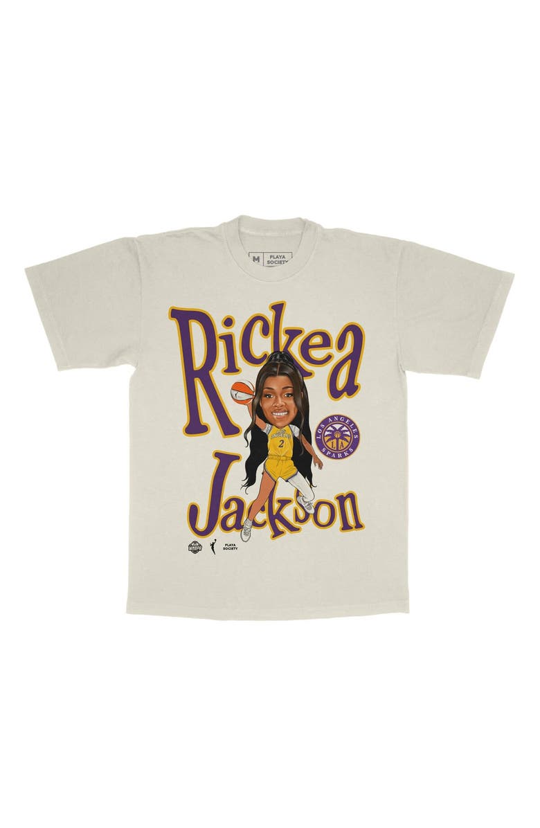 Playa Society Unisex Playa Society Rickea Jackson Cream Los Angeles Sparks Sketch T-Shirt, Alternate, color, Cream