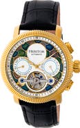 Heritor Automatic Aura Men's Semi-Skeleton Leather-Band Watch