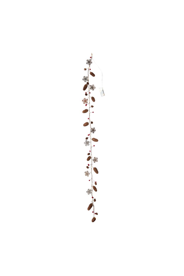 Pinecone Snowflake Led Garland, Main, color, Brown