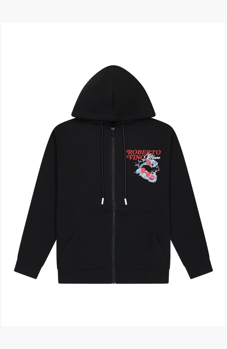 Roberto Vino Fresh Cherry Premium Blend Zip Hoodie, Alternate, color, Black