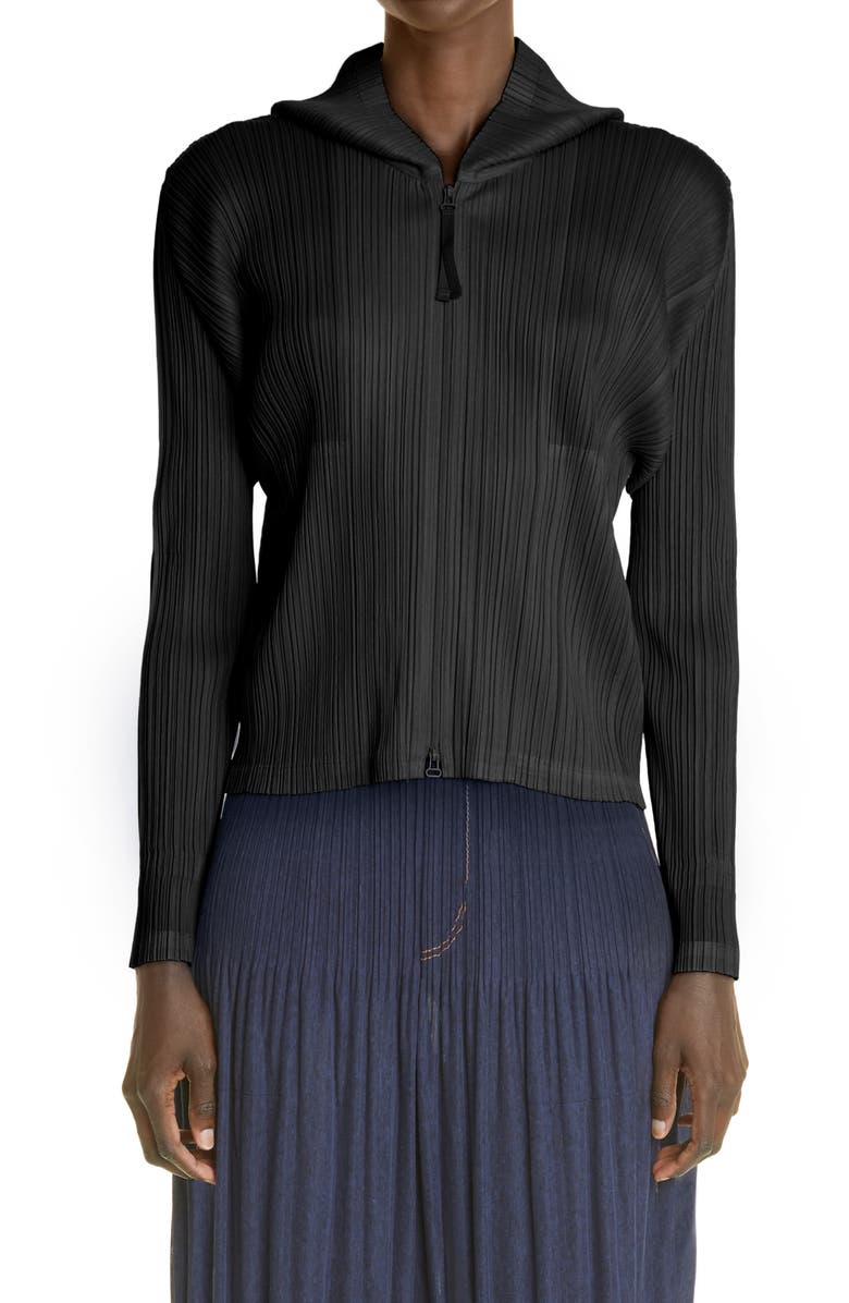 Pleats Please Issey Miyake Pleated Zip Front Jacket, Main, color,