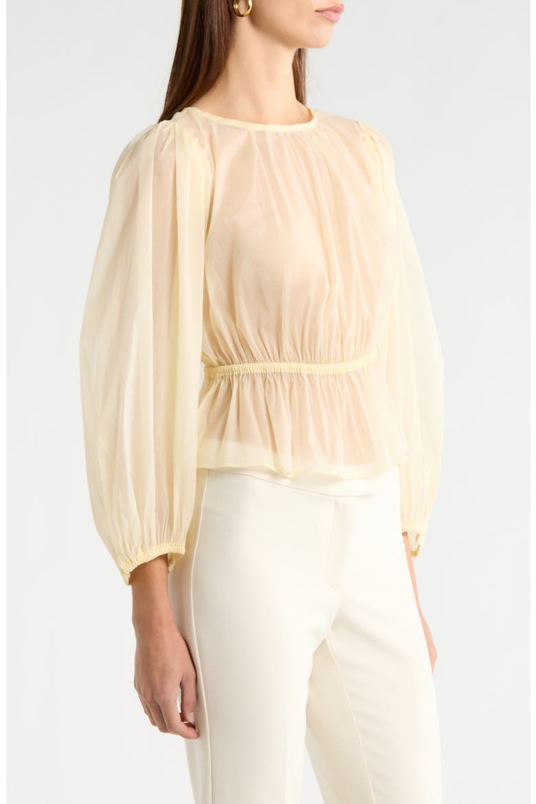 Amie Peplum Sheer Chiffon Top, Alternate, color, LEMON