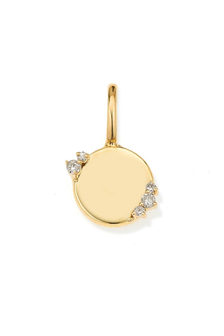 Diamond Dog Tag Mini Charm, Main, color, 9K YELLOW GOLD