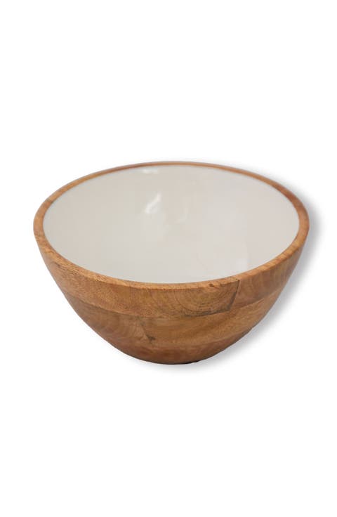 Wood + White Collection Mango Wood Serving Bowl, Medium