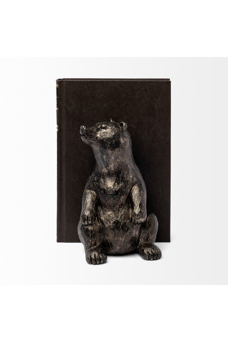 Sleuth (Set of 2) 9L x 8W Grizzly Bear Bookends, Alternate, color, Metallic Silver