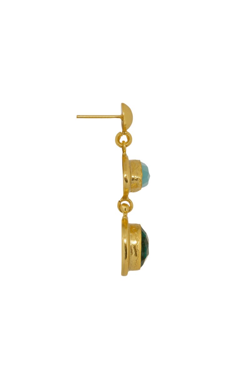 Melis Aqua and Emerald Drop Earrings, Alternate, color, Gold