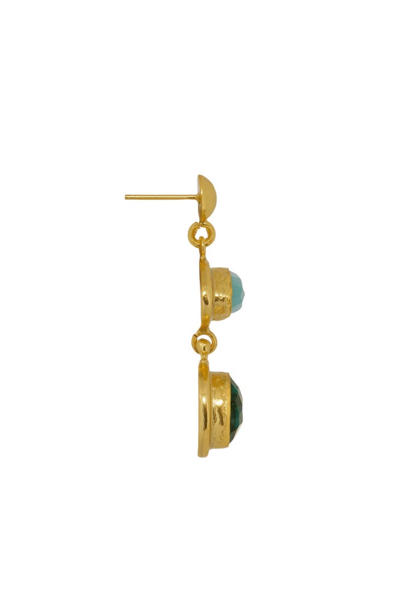 Ottoman Hands Melis Aqua and Emerald Drop Earrings, Alternate, color, Gold
