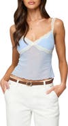 EDIKTED Lace Trim Mesh Camisole