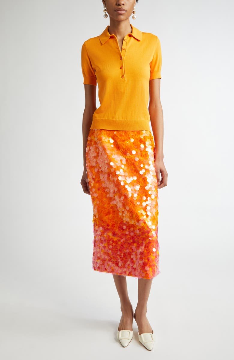 Carolina Herrera Silk & Cotton Blend Polo, Alternate, color,