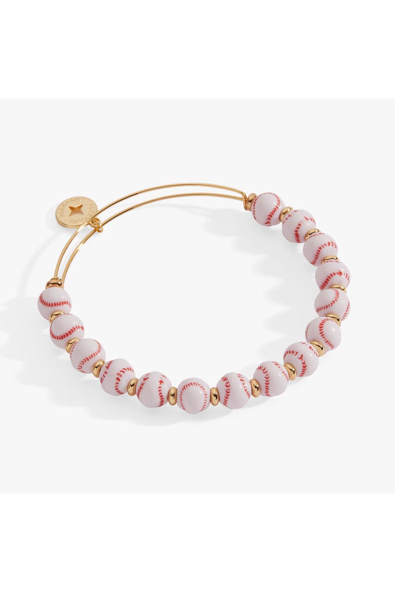 Baseball Beaded Bangle, Main, color, Gold