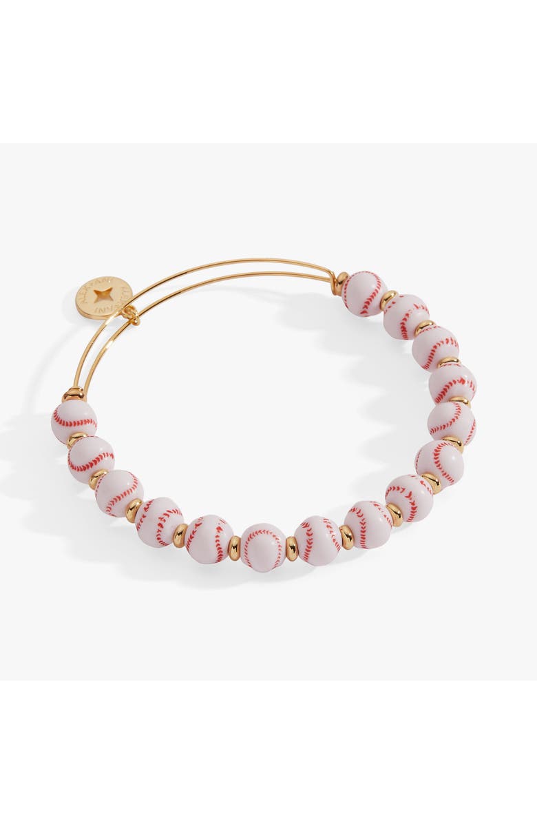 Alex and Ani Baseball Beaded Bangle, Main, color, Gold
