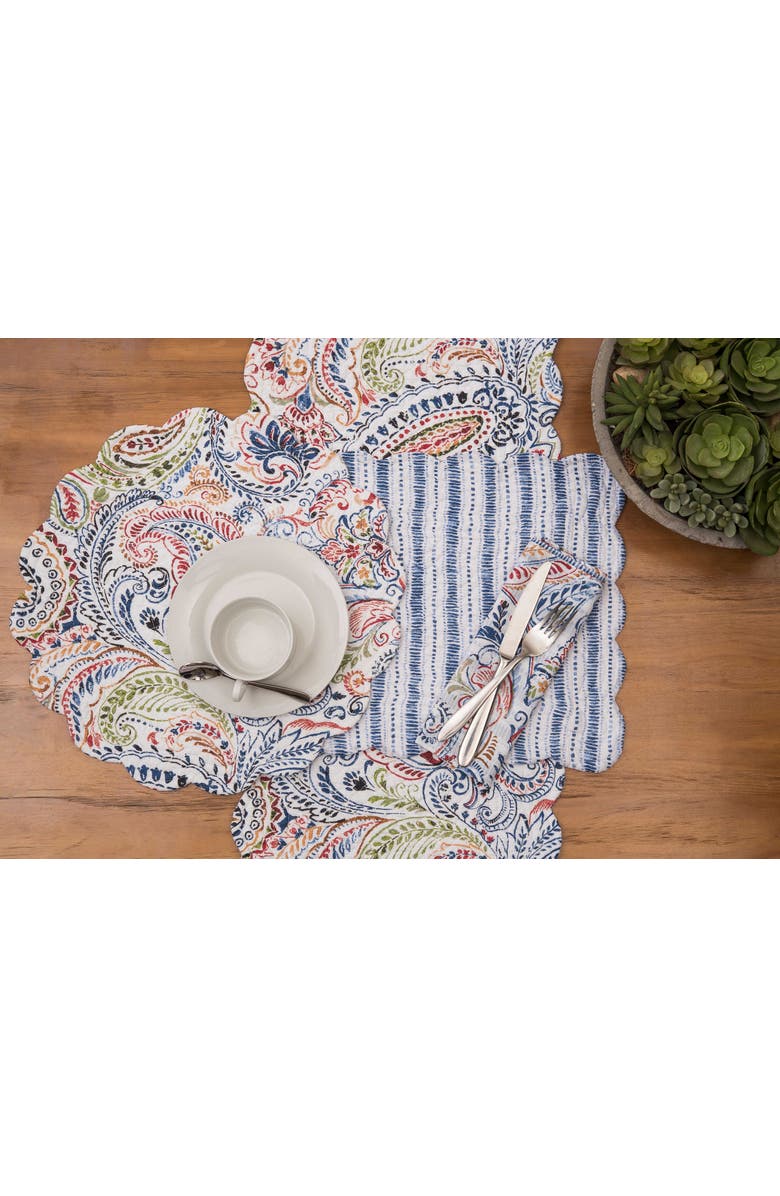 C&F Home Payton Paisley Placemats Set of 6, 13" x 19", Alternate, color, Blue
