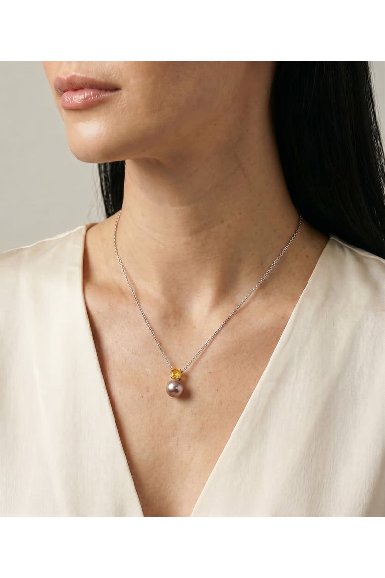 14K Gold Freshwater Pearl & Citrine Pendant, Alternate, color, Pink Pearl