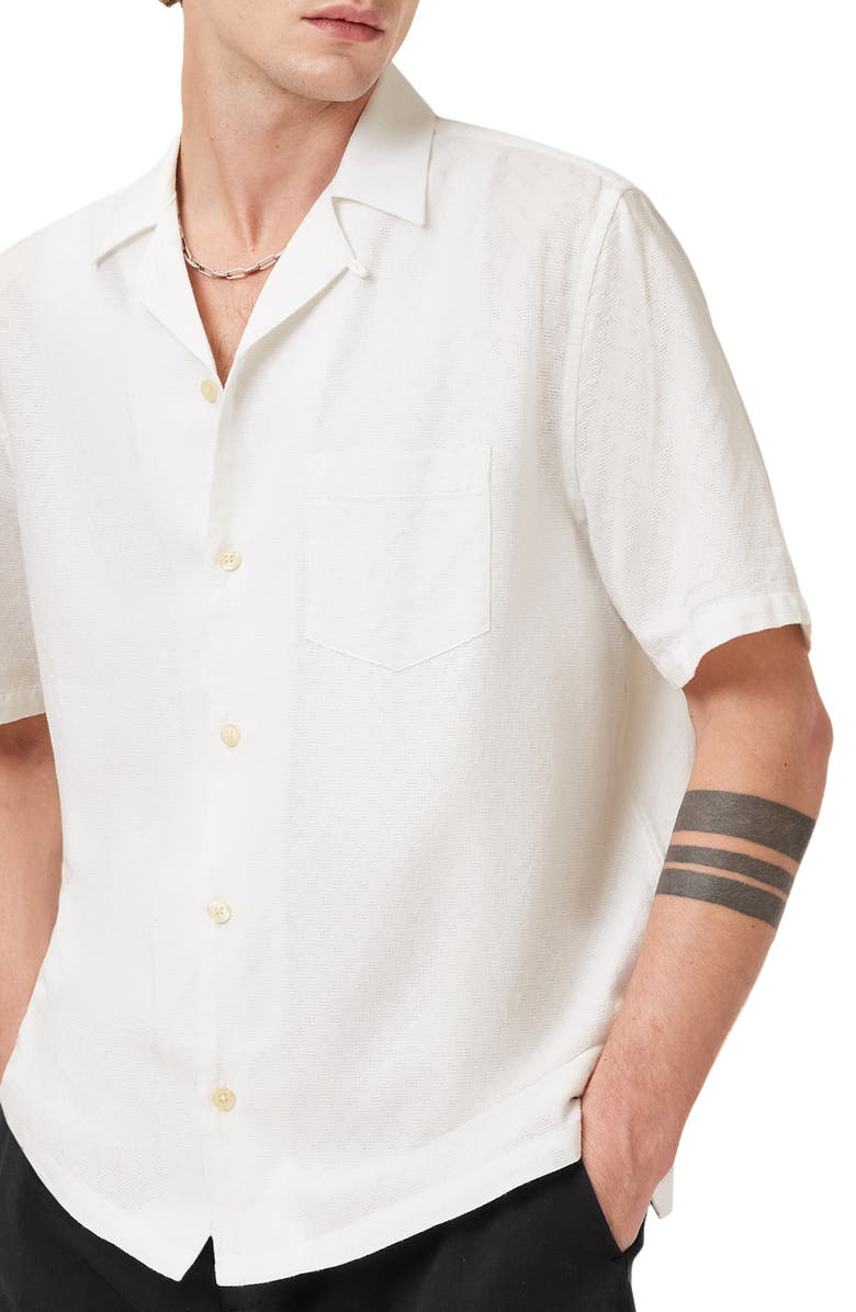 AllSaints Kylo Cotton Camp Shirt, Alternate, color, White