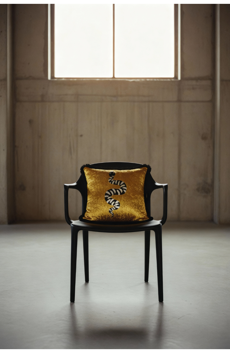 VILLA ABURI Serpiente Crushed Velvet Throw Pillow, Alternate, color, Saffron