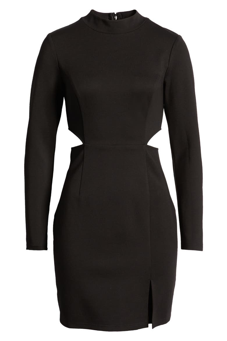 Awestruck Long Sleeve Cutout Dress, Alternate, color, BLACK