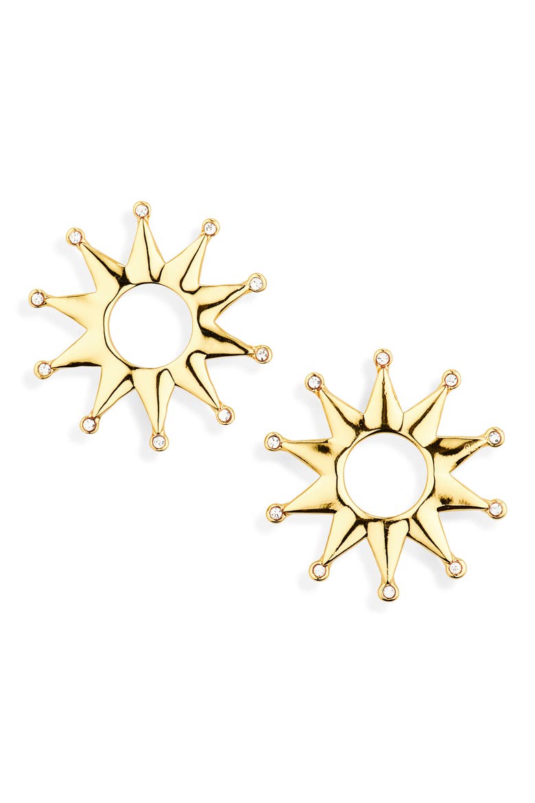 Crystal Sun Stud Earrings, Main, color, GOLD