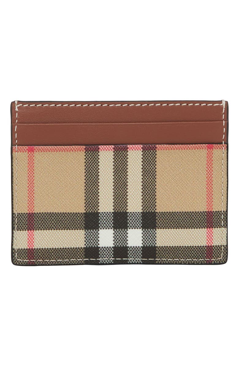 Burberry Sandon Check E-Canvas Card Case, Alternate, color, 