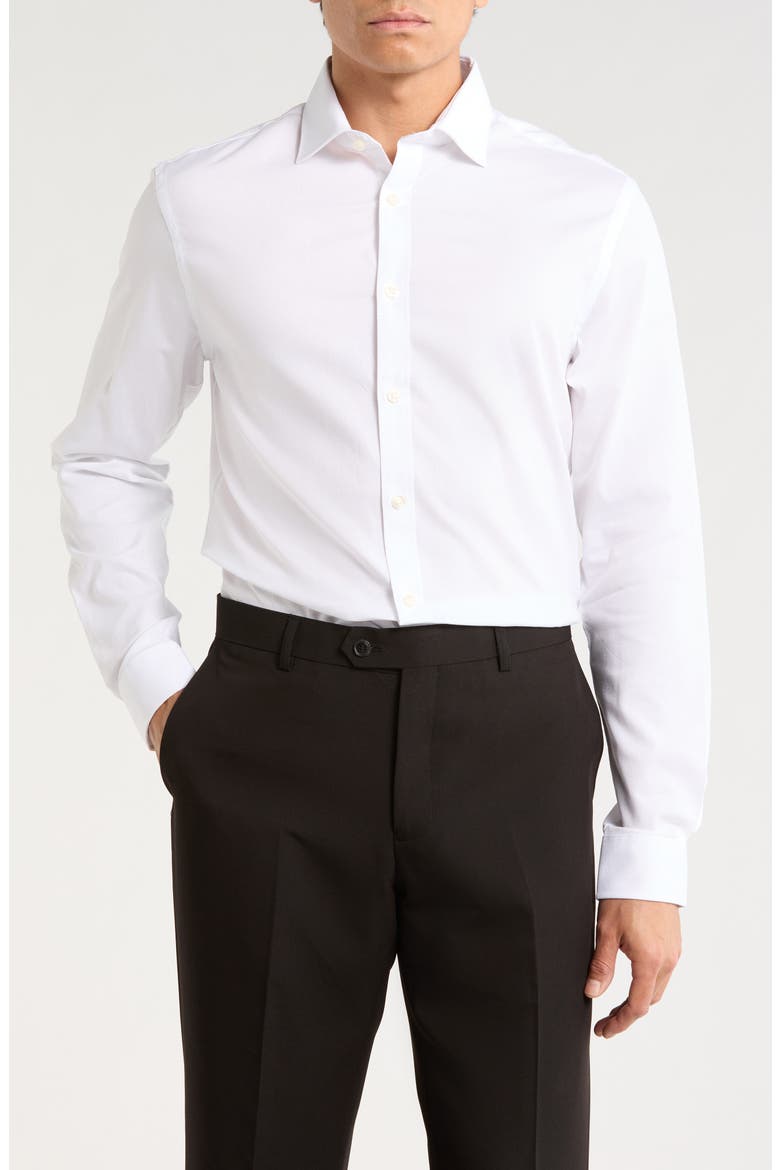 Slim Fit Stretch Cotton Dress Shirt, Main, color, WHITE