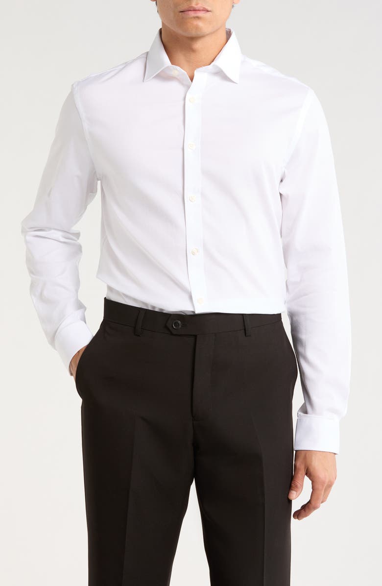 Michael Kors Slim Fit Stretch Cotton Dress Shirt, Main, color, White