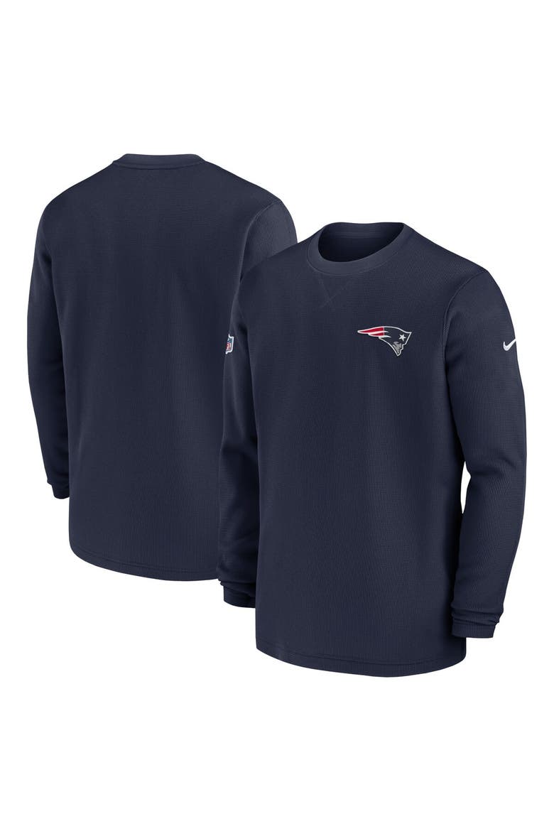 Men's Nike  Navy New England Patriots 2023 Sideline Throwback Heavy Brushed Waffle Long Sleeve Top, Main, color, Navy