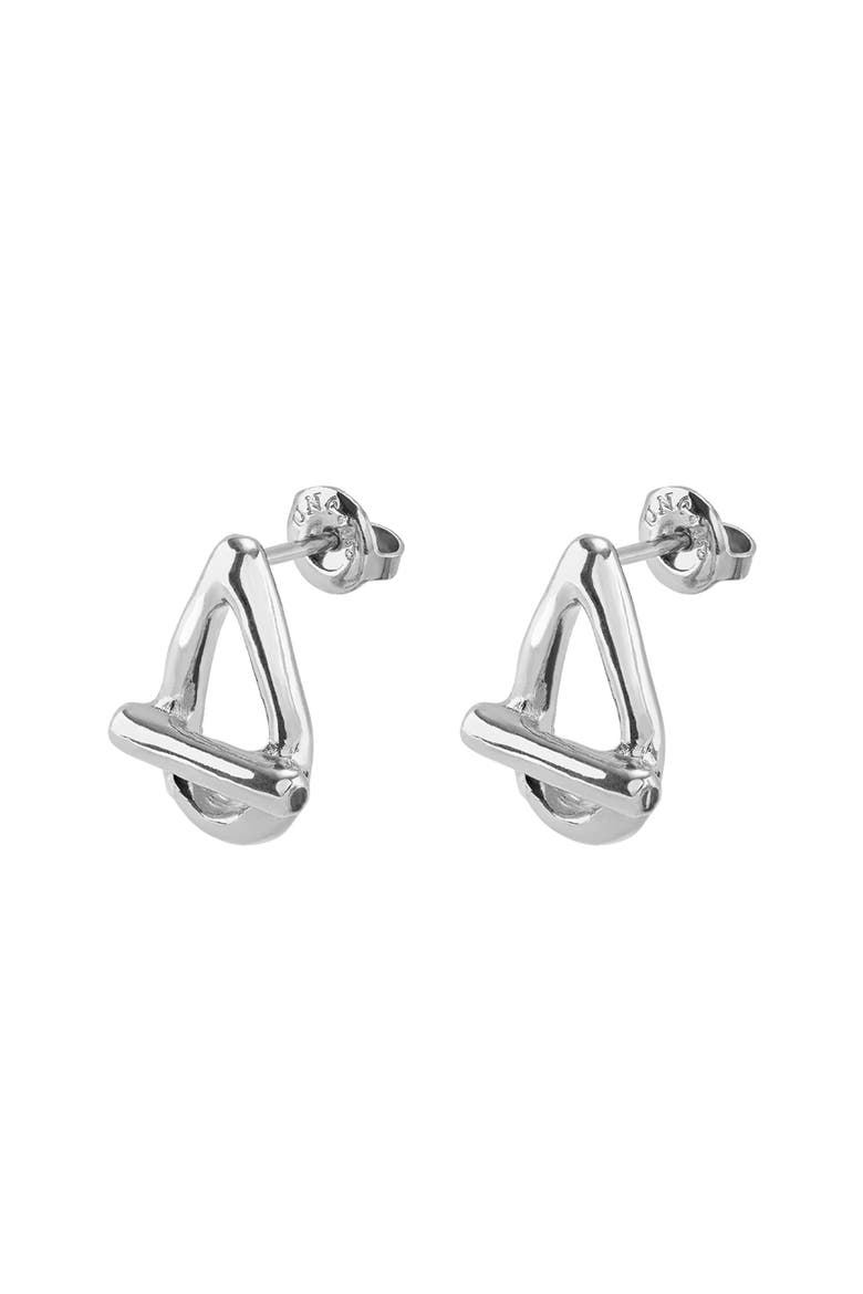 Drop Oval Link Shaped Earrings, Alternate, color, Silver