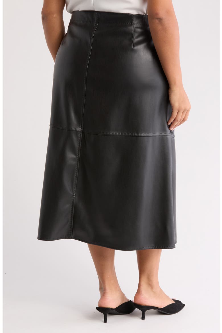 Faux Leather Midi Skirt, Alternate, color, BLACK