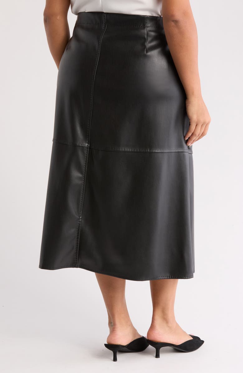 MAX STUDIO Faux Leather Midi Skirt, Alternate, color, Black
