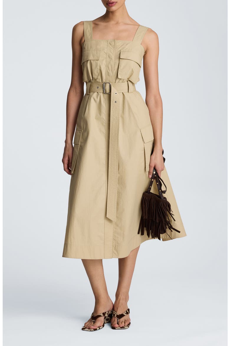 Belted Cargo Midi Dress, Main, color, SAFARI TAN
