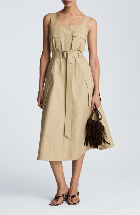 Belted Cargo Midi Dress