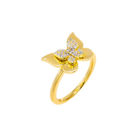 Pave Butterfly Accented Ring