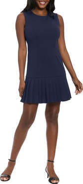 London Times Sleeveless Pleated Drop Waist Dress