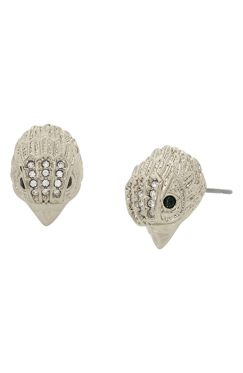 Kurt Geiger London Pavé Crystal Eagle Head Stud Earrings, Main, color, Rhodium