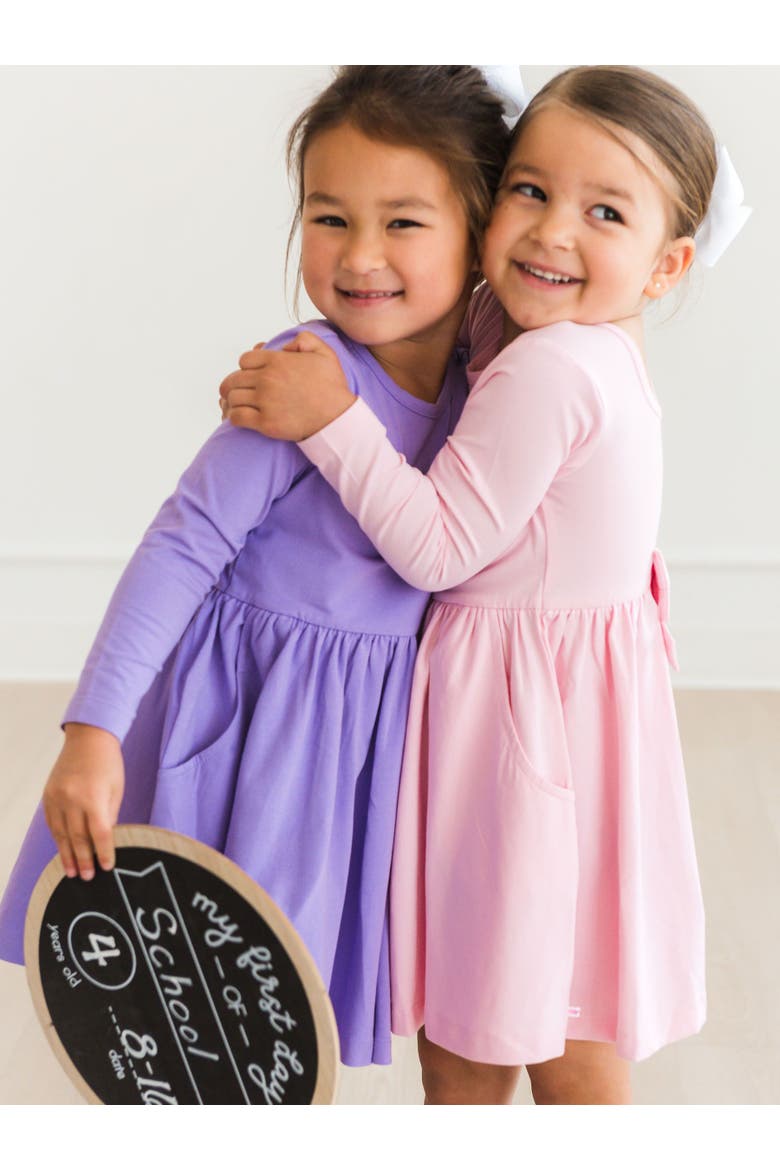 Knit Long Sleeve Twirl Dress (Little Kid)), Alternate, color, Wisteria Purple