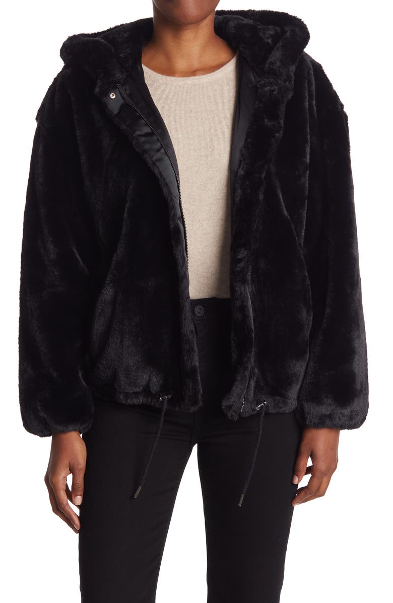 Lucky Brand Faux Fur Hooded Zip Jacket, Main, color, 