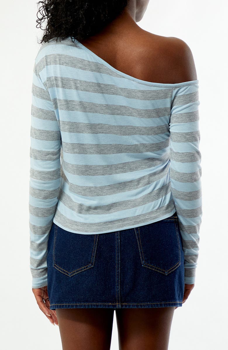 PacSun Olivia Stripe Off the Shoulder Top, Alternate, color, Light Blue