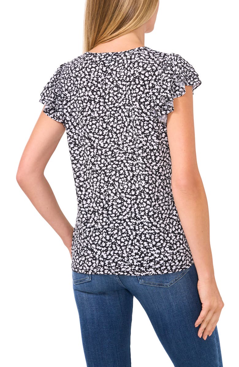 CeCe Floral Flutter Sleeve Top, Alternate, color, 