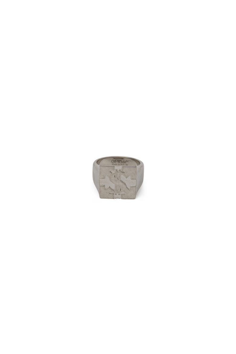 Men's Bling Dollar Ring, Main, color, Silver