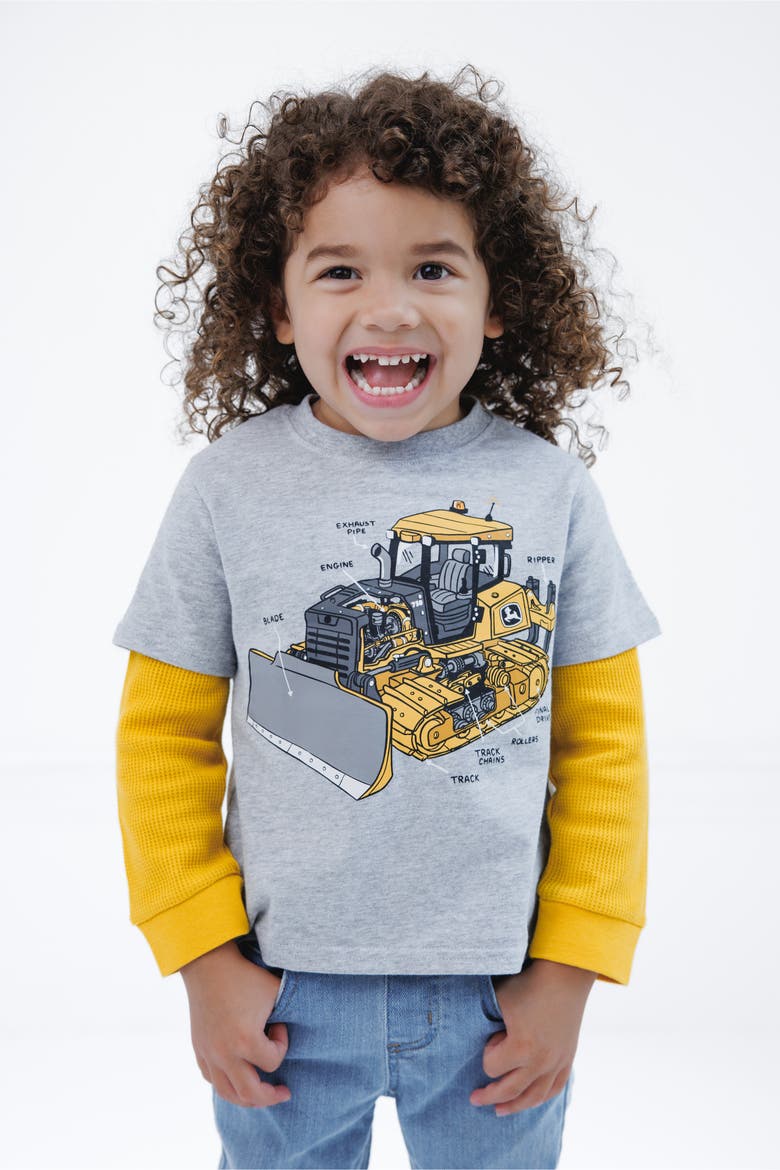Boys' Long Sleeve T-Shirt, Alternate, color, Grey and Yellow